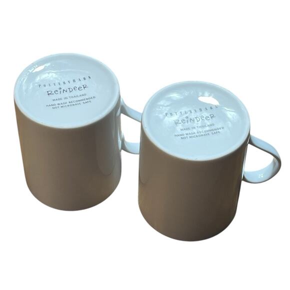 COMET and DONNER Pottery Barn REINDEER Christmas Coffee Mugs Set Of 2 - Picture 3 of 5